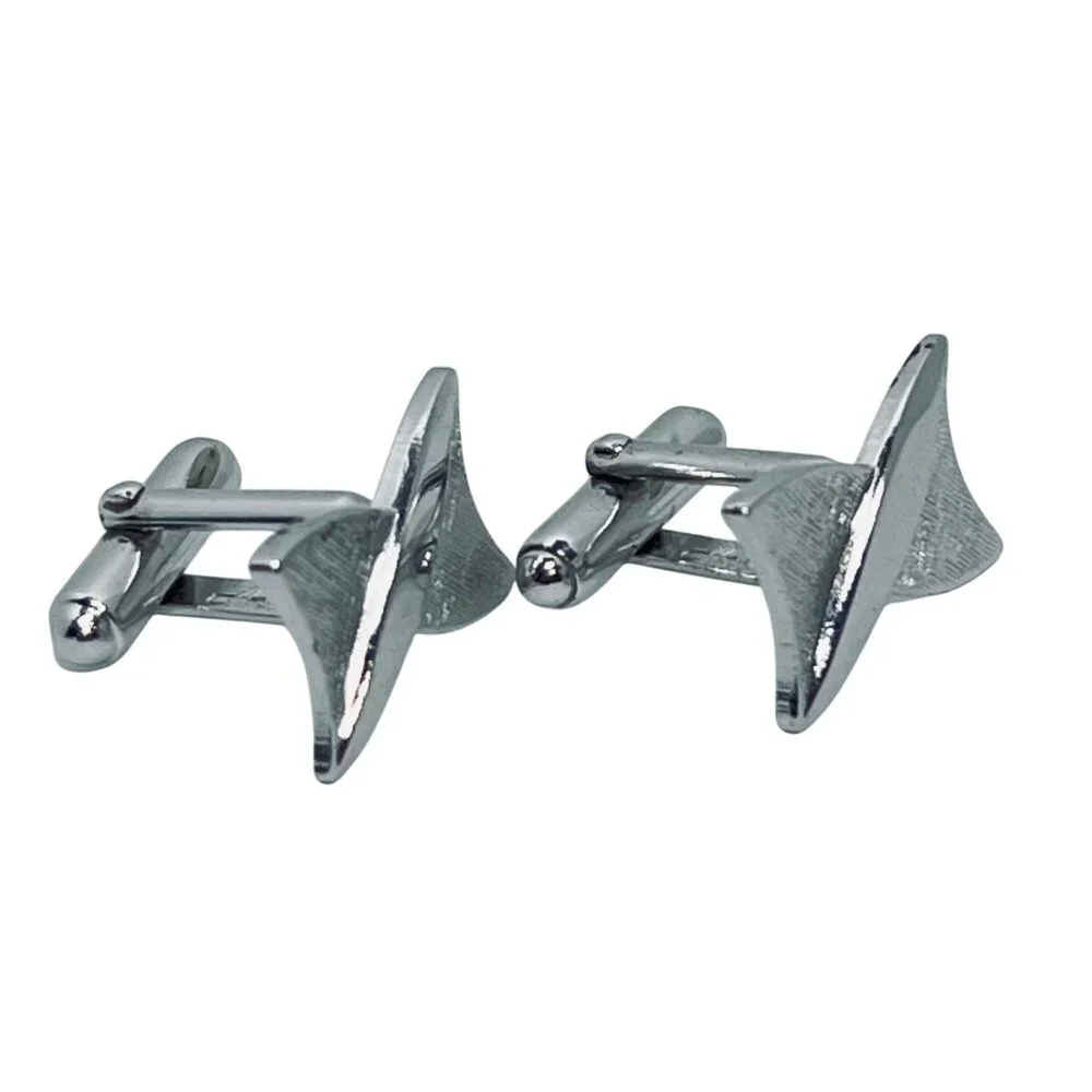 Vintage Anson Silver Tone Bow Tie Shaped Cufflinks (5911)
